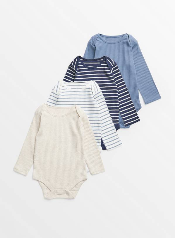 Blue Stripe Bodysuits 4 Pack  Up to 3 mths